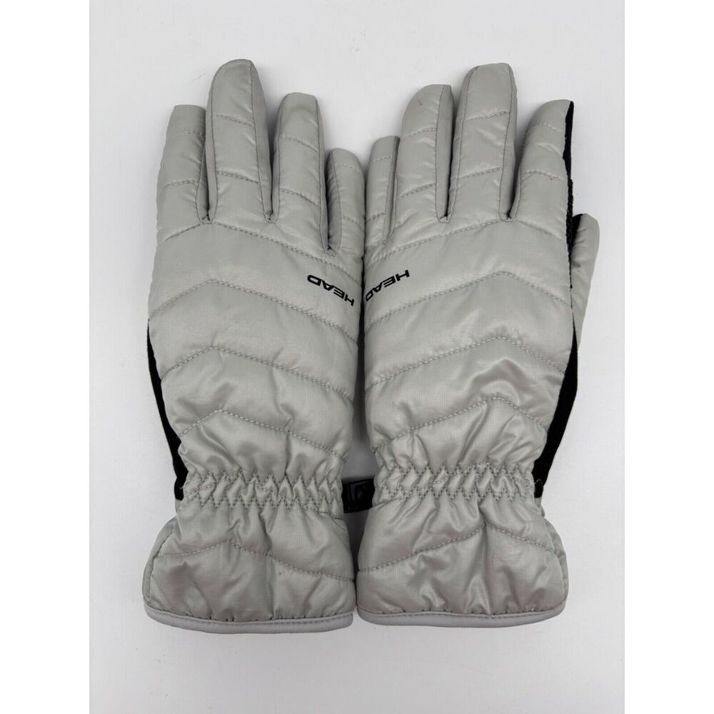 Head Gloves Mens Size S Gray Black Windproof Quilted Nylon Faux Fur Lined Sling
